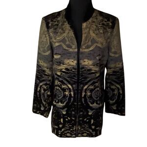 Chicos Women’s Mid Length Riders Style Flocked Jacket/Coat